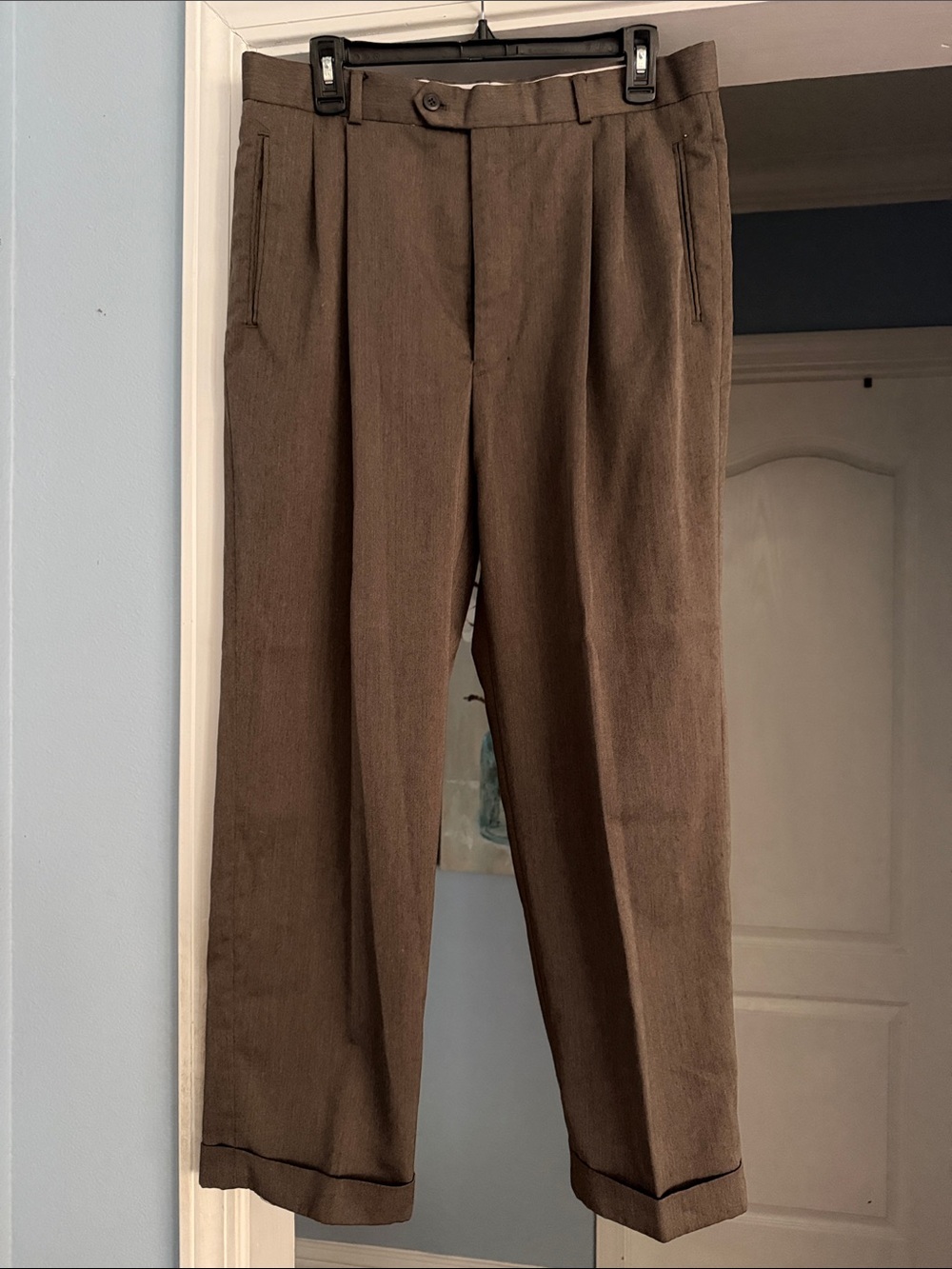 Louis Raphael Brown Pleated Dress Pants